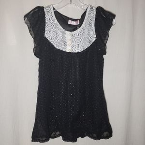 E+F Black Kawaii Shirt Blouse
